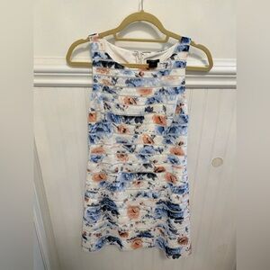 Ann Taylor Blue and Orange Floral Midi Dress